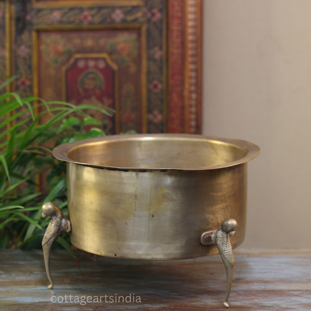 Brass Vintage Carved Planter