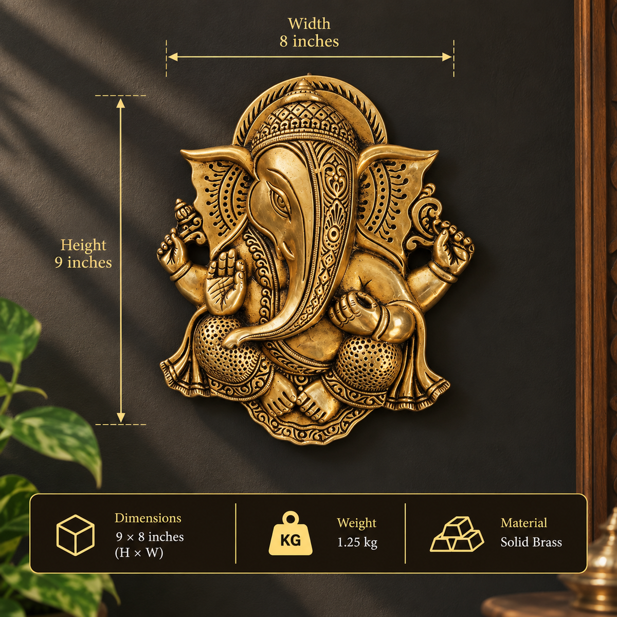 Brass Ganesha Wall Decor