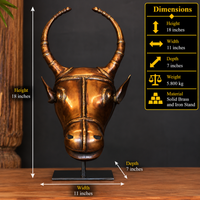 Brass Antique Finish Bull Head Table Decor