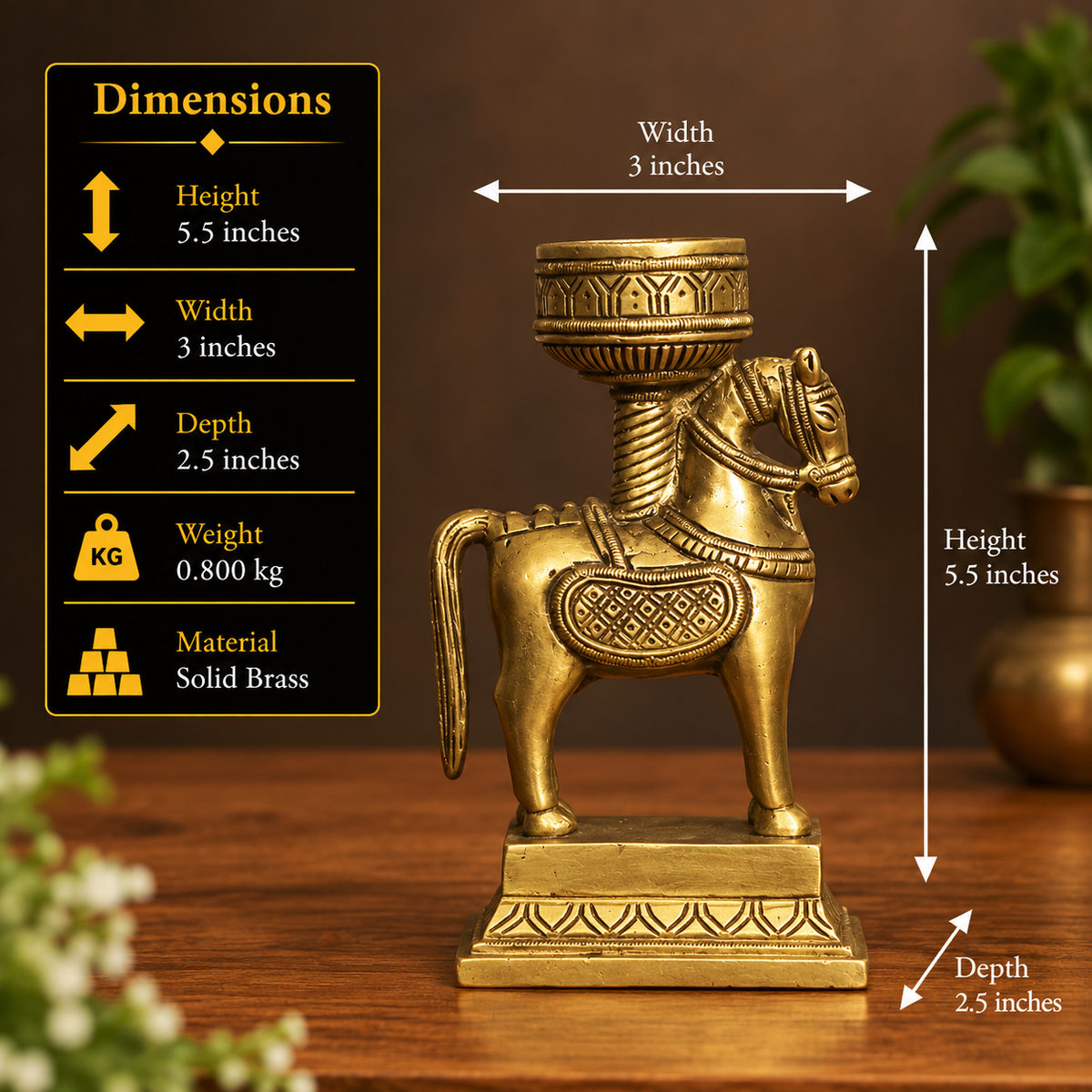 Brass Horse Candle Stand