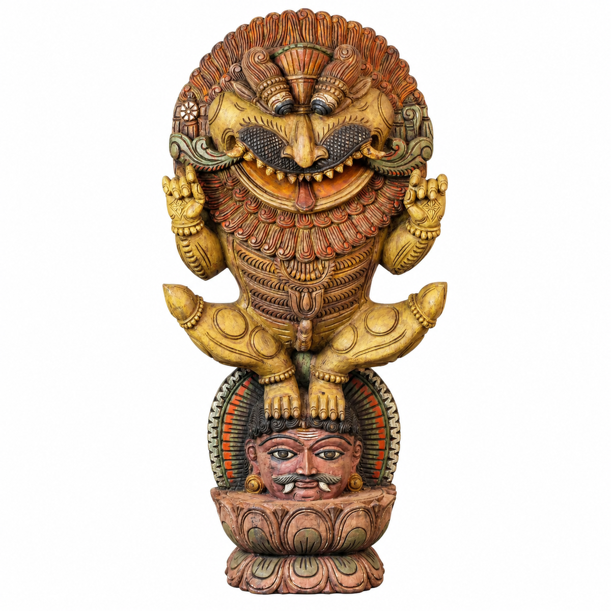 Wooden Yali Sculpture – Traditional Indian Art