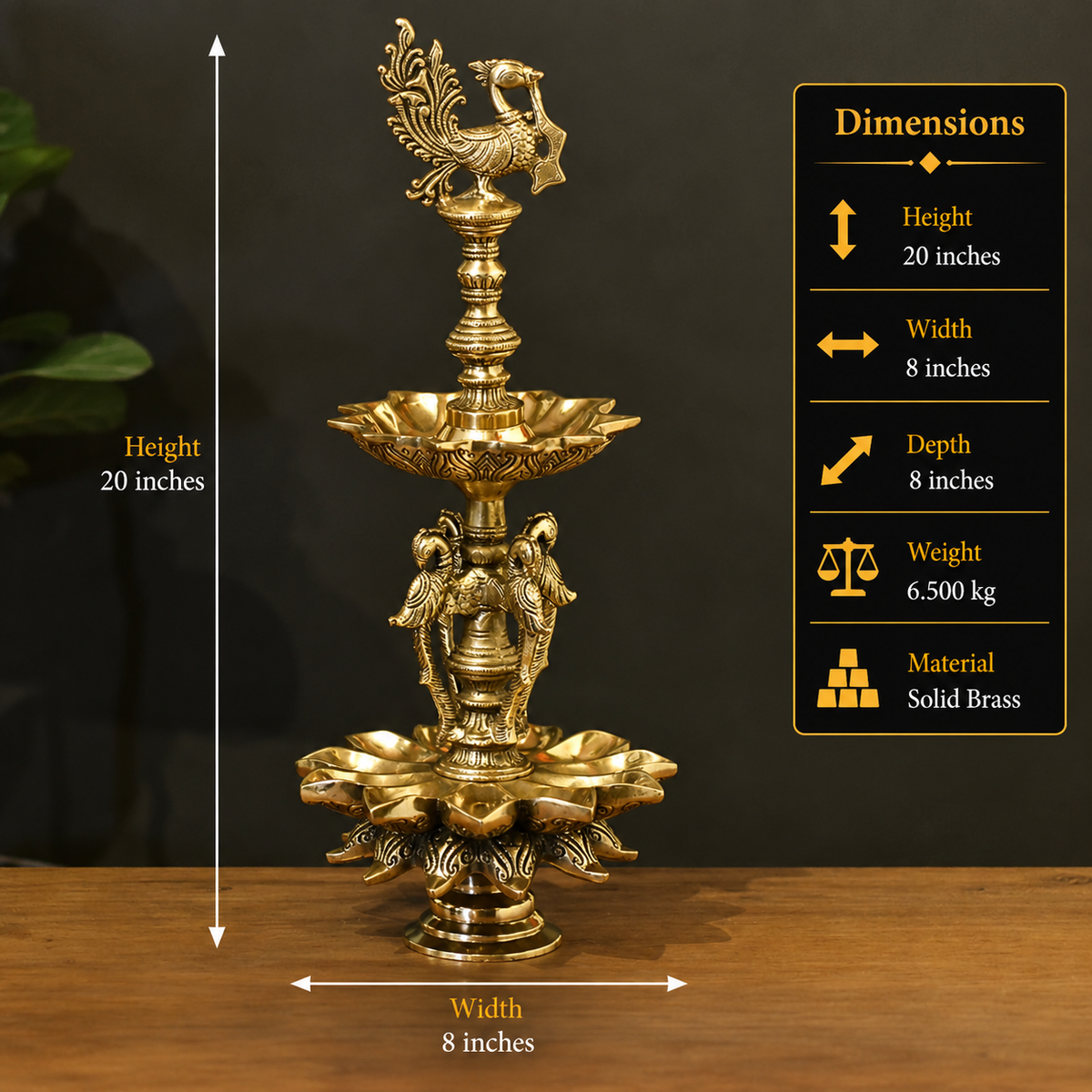 Brass Oil Lamp with Annapakshi