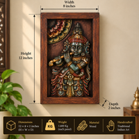 Wooden Framed Krishna Wall Hanging