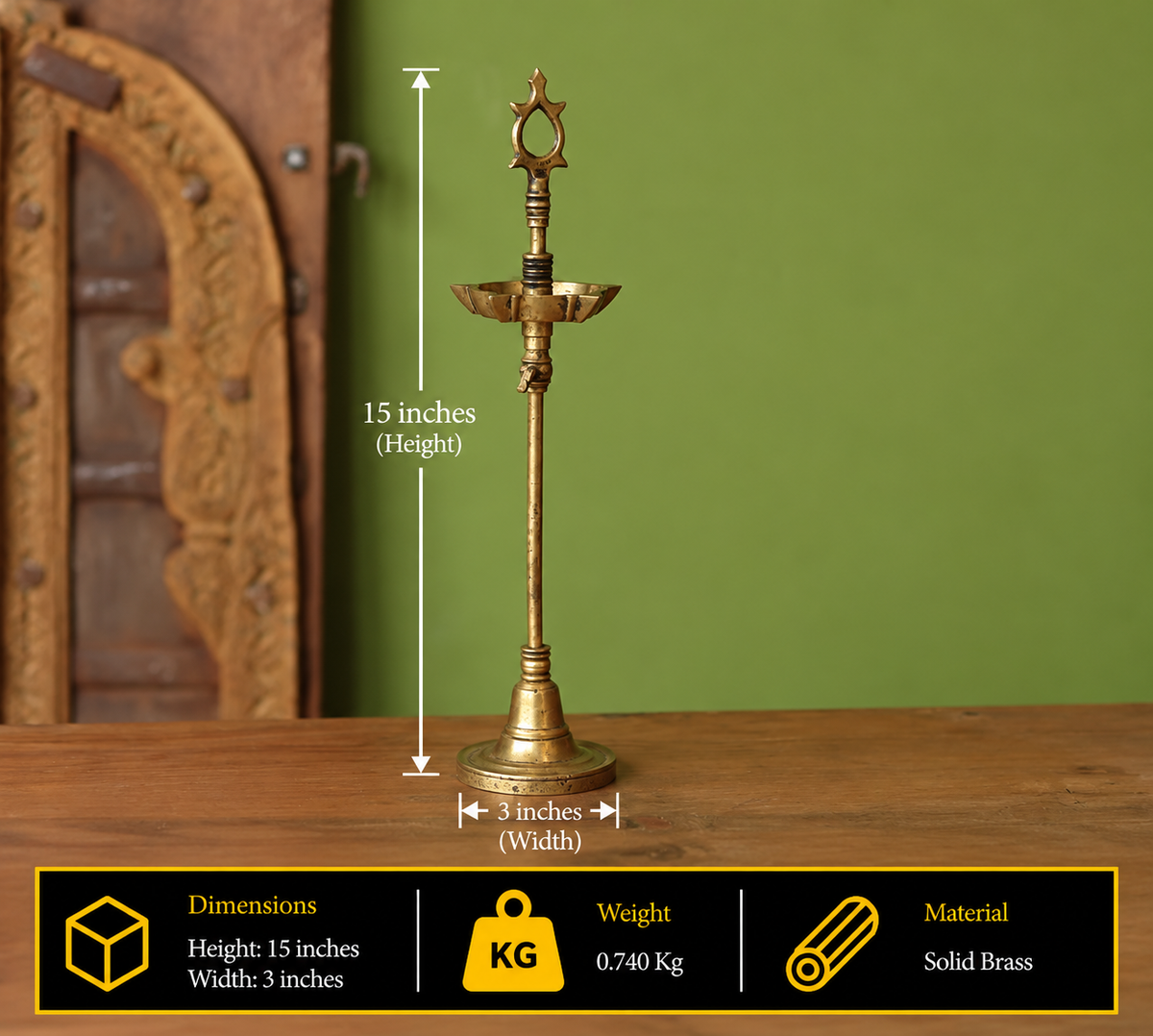 Brass  Vintage Key Vilakku Lamp