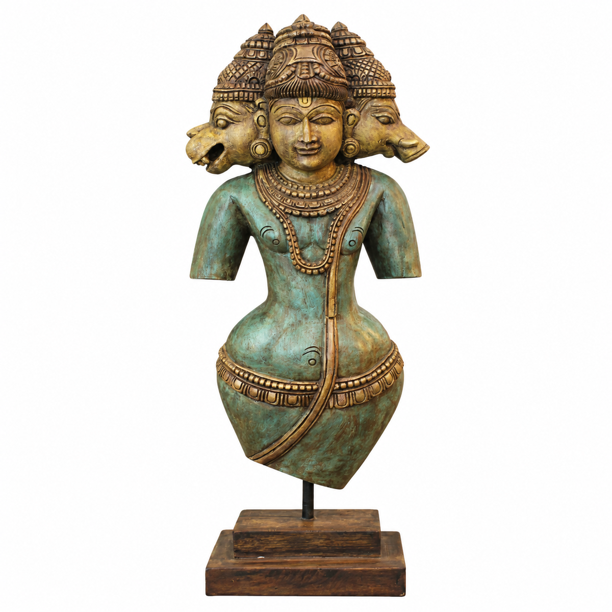 Handcrafted Wooden Vaikuntha Vishnu with Narasimha & Varaha