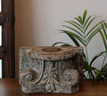 Vintage Teak Wood Haveli Pillar Base | Reclaimed Wooden Pedestal Stand