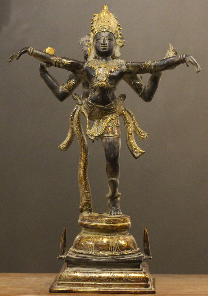 Tandav Shiva in Brass – Antique Black and Gold Finish