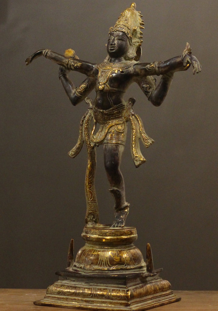 Tandav Shiva in Brass – Antique Black and Gold Finish