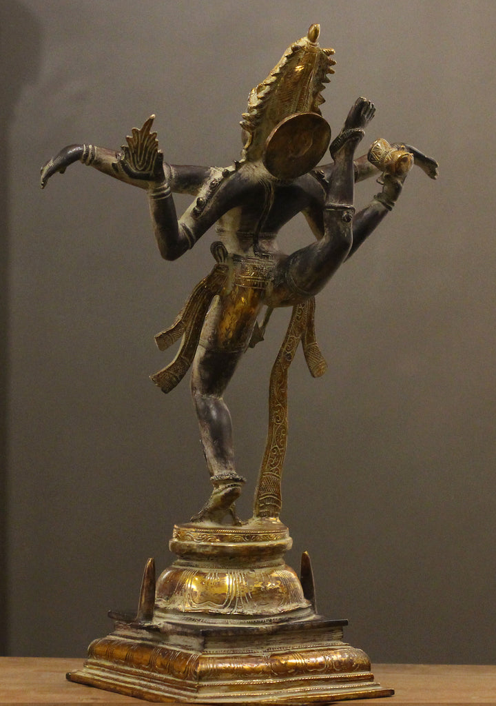 Tandav Shiva in Brass – Antique Black and Gold Finish