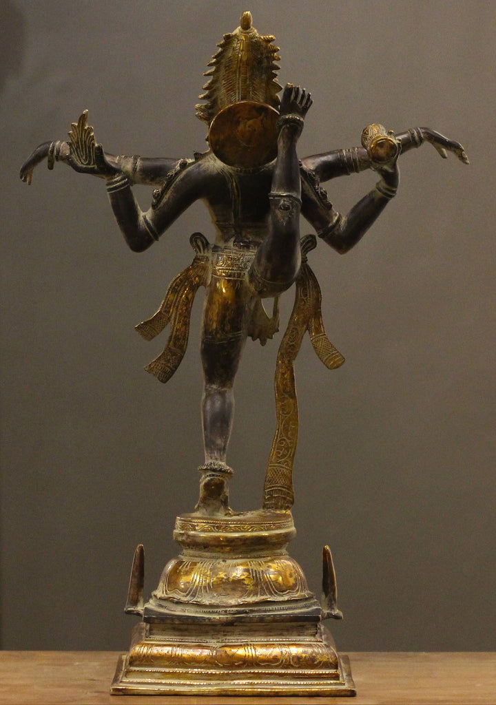 Tandav Shiva in Brass – Antique Black and Gold Finish