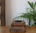 Vintage Teak Wood Haveli Pillar Base | Reclaimed Wooden Pedestal Stand
