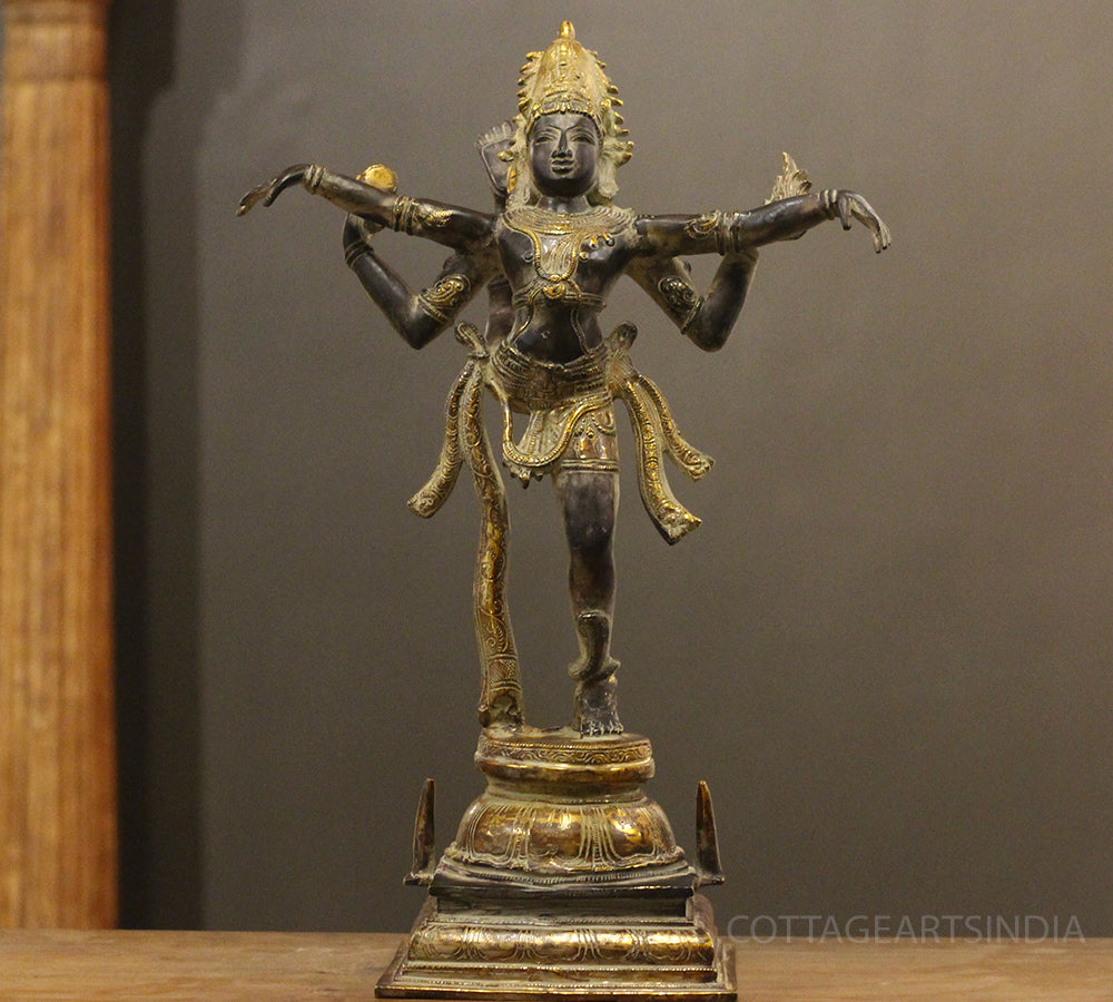 Tandav Shiva in Brass – Antique Black and Gold Finish