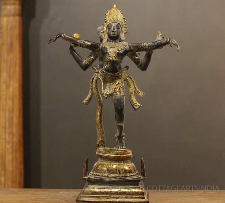 Tandav Shiva in Brass – Antique Black and Gold Finish