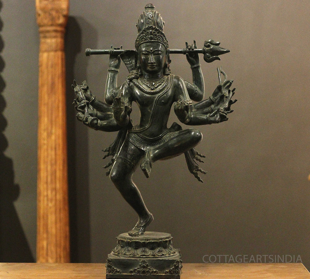 Exceptional Bronze Balinese Dancing Shiva – 10 Hands with Trident