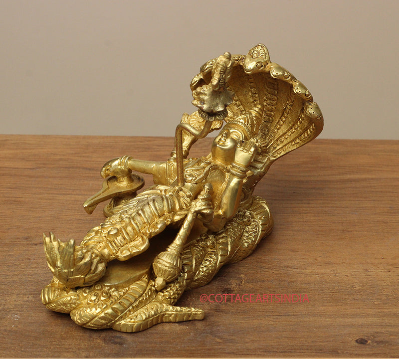 Brass Vishnu Narayan Ananta Shayana with Brahma