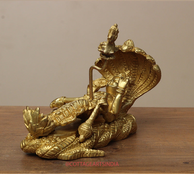 Brass Vishnu Narayan Ananta Shayana with Brahma