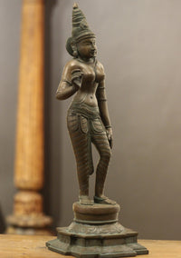 Brass Standing Uma Parvati – Chola Style in Authentic Bronze Finish