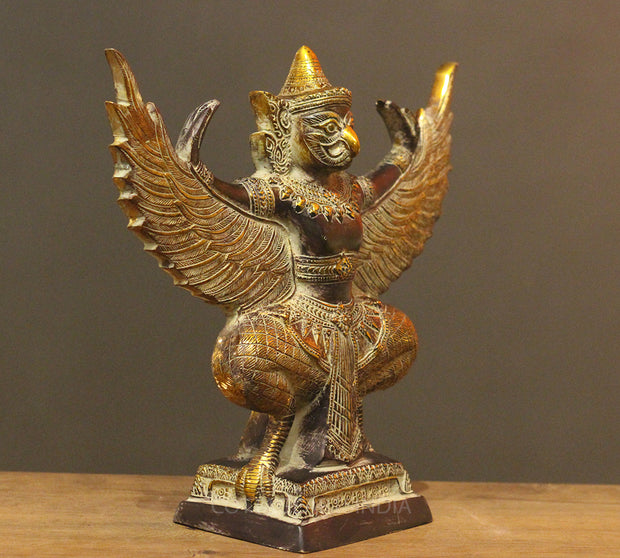 Brass Garuda Half Sitting Posture Antique Black Gold Finish