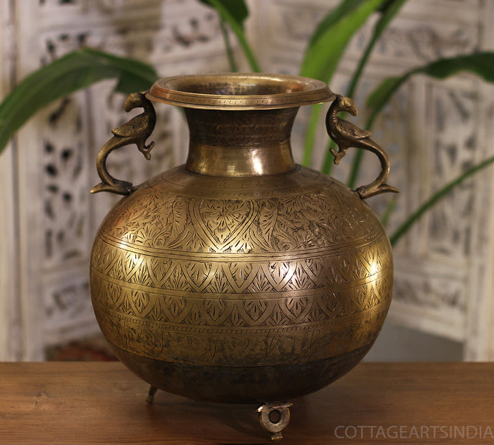 Brass Vintage Carved Planter