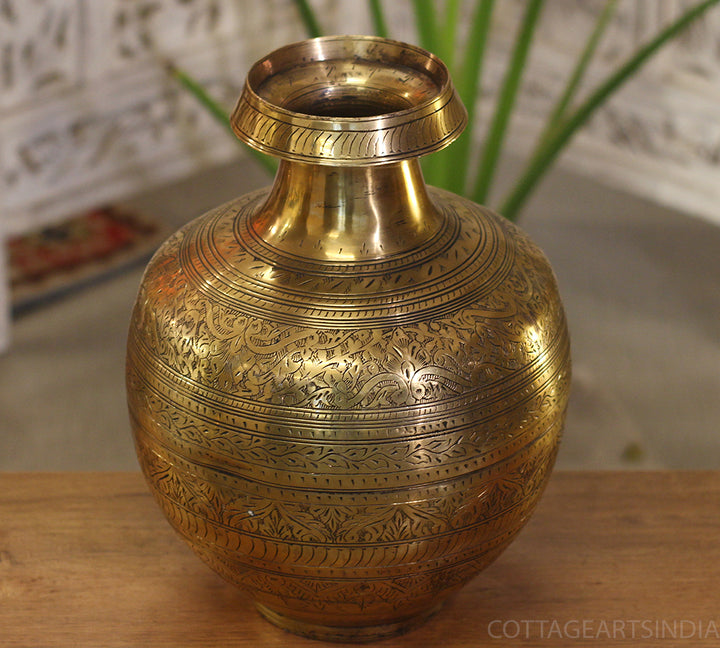 Brass Vintage Carved Planter