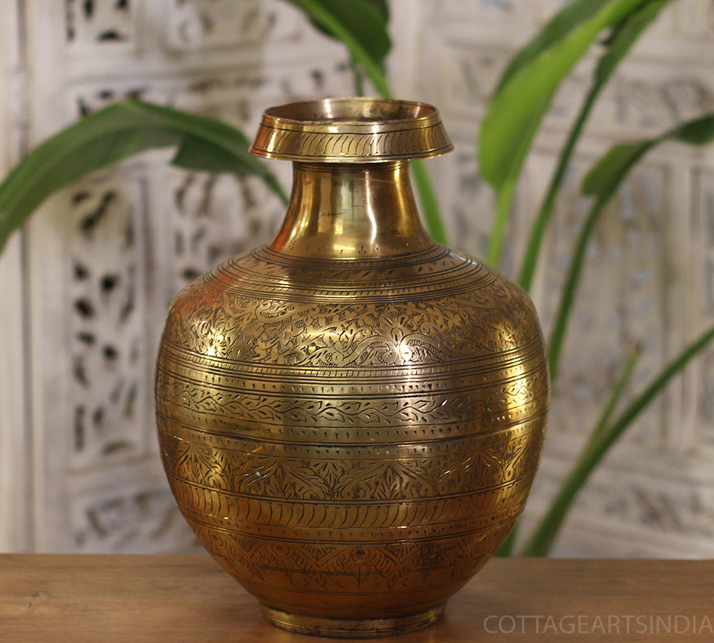Brass Vintage Carved Planter
