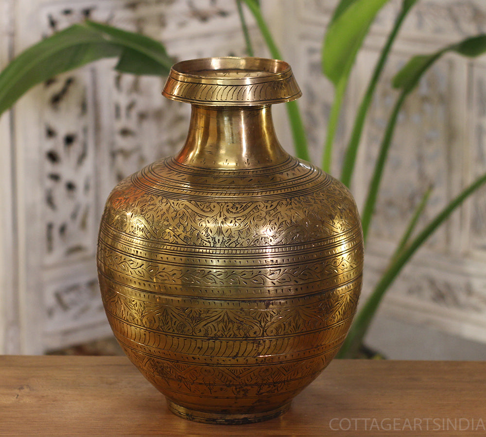 Brass Vintage Carved Planter
