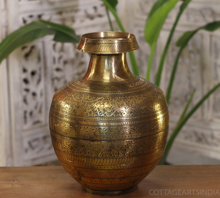 Brass Vintage Carved Planter