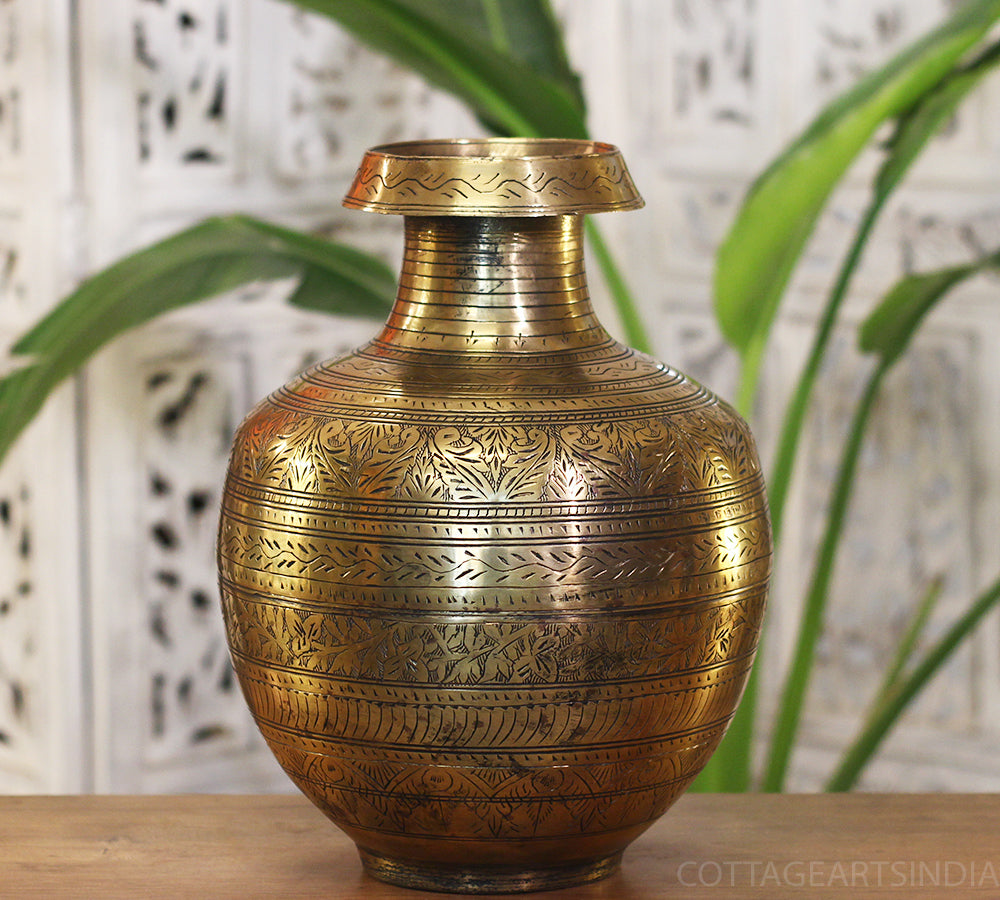 Brass Vintage Carved Planter