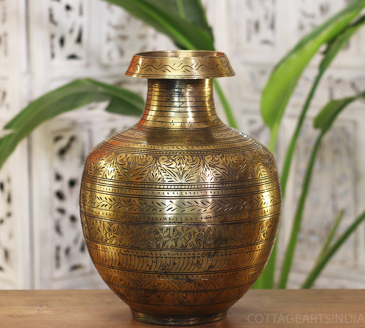Brass Vintage Carved Planter