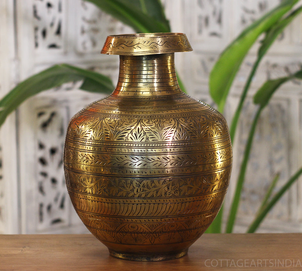 Brass Vintage Carved Planter