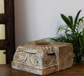 Vintage Teak Wood Haveli Pillar Base | Reclaimed Wooden Pedestal Stand