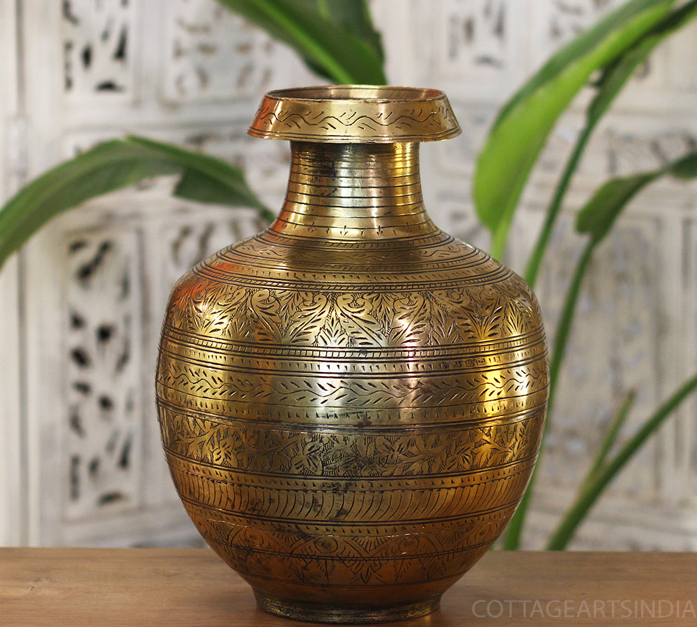 Brass Vintage Carved Planter