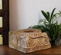 Vintage Teak Wood Haveli Pillar Base | Reclaimed Wooden Pedestal Stand