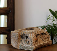 Vintage Teak Wood Haveli Pillar Base | Reclaimed Wooden Pedestal Stand