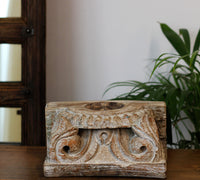Vintage Teak Wood Haveli Pillar Base | Reclaimed Wooden Pedestal Stand