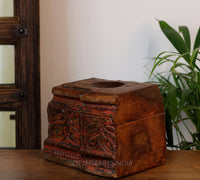 Vintage Teak Wood Haveli Pillar Base | Reclaimed Wooden Pedestal Stand