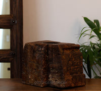 Vintage Teak Wood Haveli Pillar Base | Reclaimed Wooden Pedestal Stand