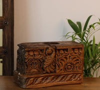 Vintage Teak Wood Haveli Pillar Base | Reclaimed Wooden Pedestal Stand