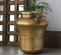 Tall Hammered Brass Planter 27"