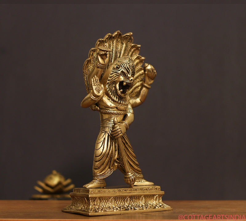 Brass Narasimha/ Lion Head God 11.5"