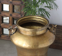 Tall Hammered Brass Planter 27"