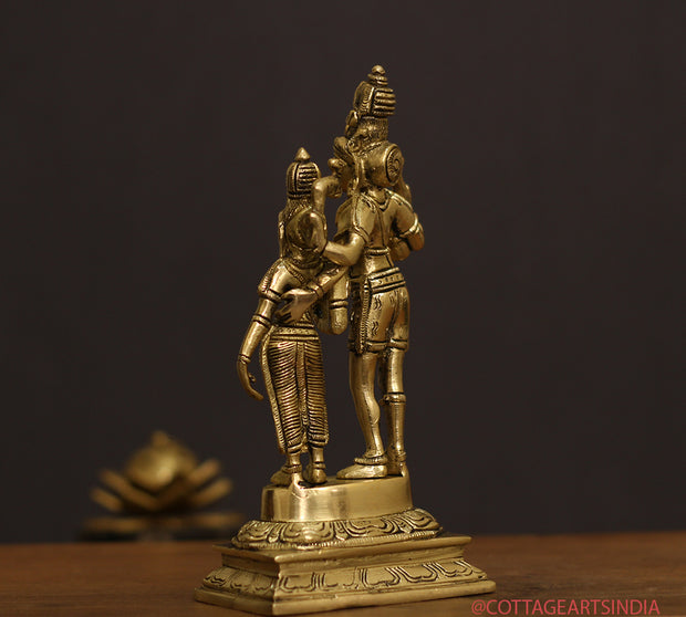 Brass Shiva Parvati Standing 9"