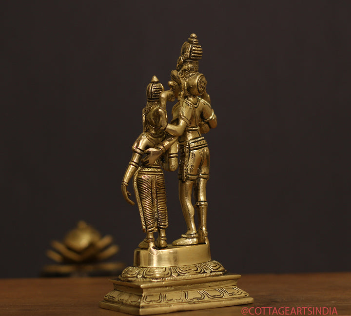 Brass Shiva Parvati Standing 9"