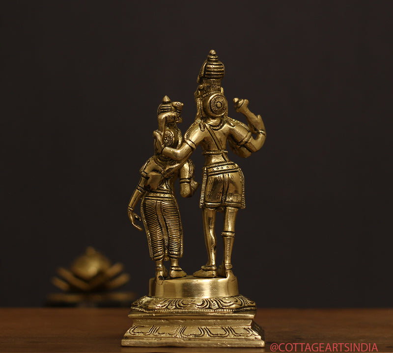 Brass Shiva Parvati Standing 9"