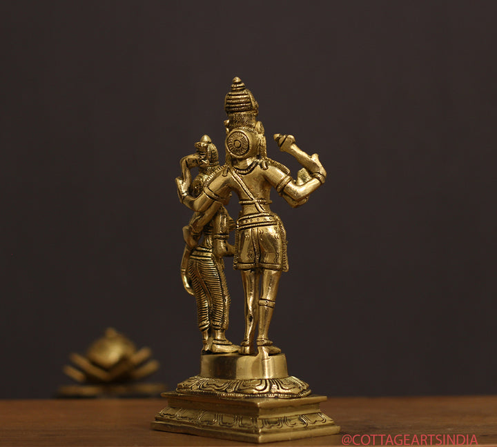 Brass Shiva Parvati Standing 9"