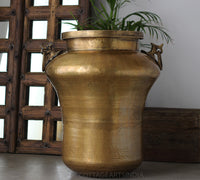Tall Hammered Brass Planter 27"