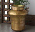 Tall Hammered Brass Planter 27"