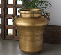 Tall Hammered Brass Planter 27"