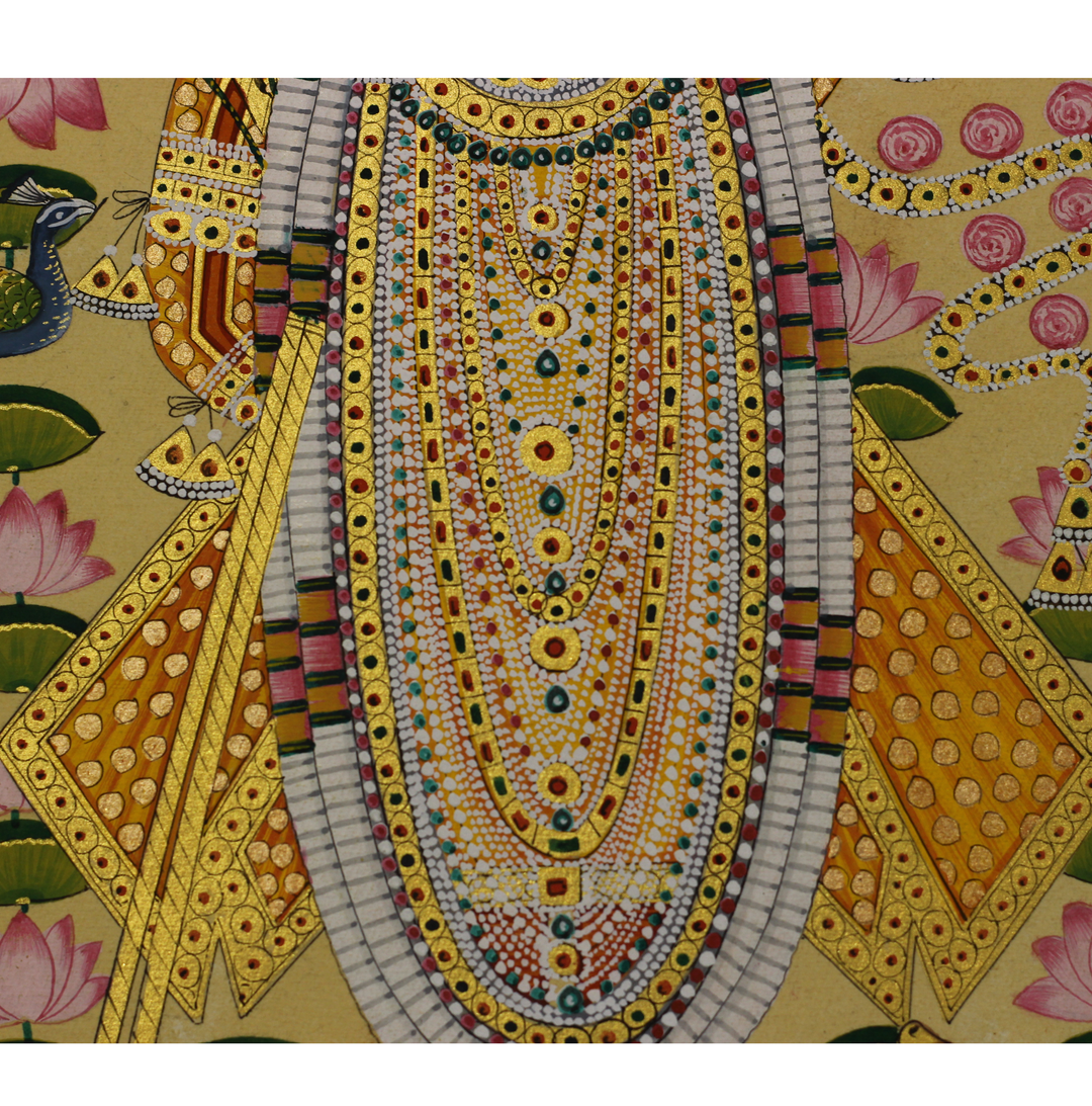 Sacred Shrinathji Pichwai Painting with Gold Accents on Paper