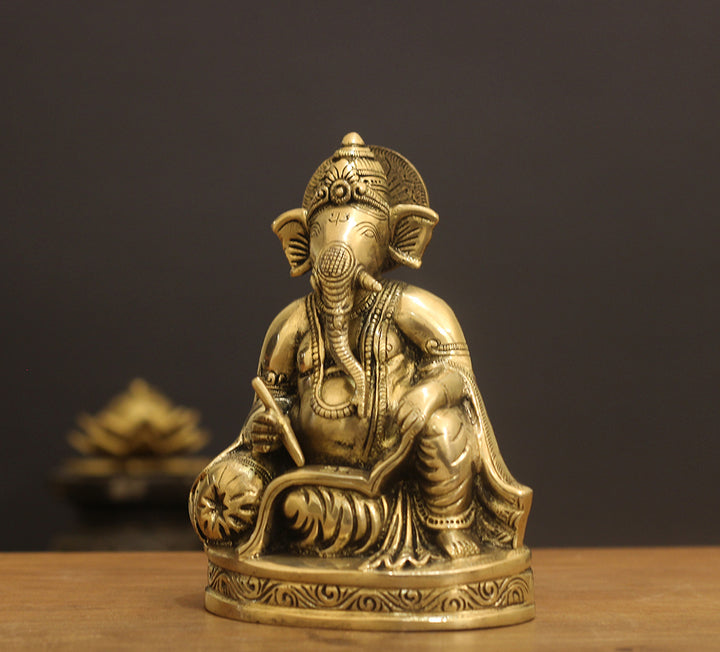 Brass Ganesh Writing 7.5"